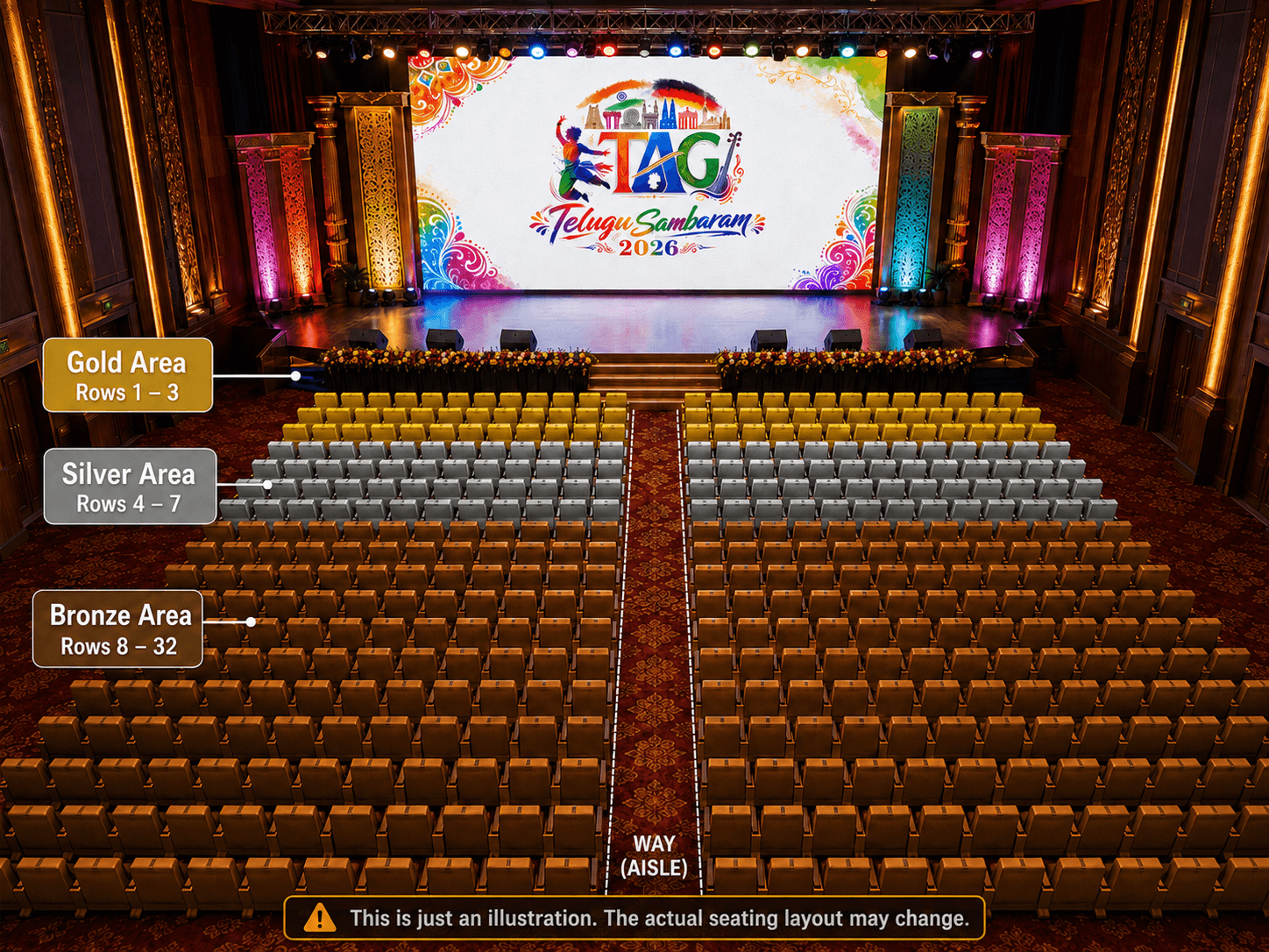 Telugu Sambaram 2026 stage and seating layout